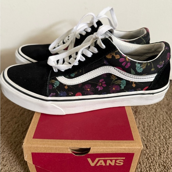 Vans Black Floral Old Skool Sneakers Size 8 - Picture 10 of 11